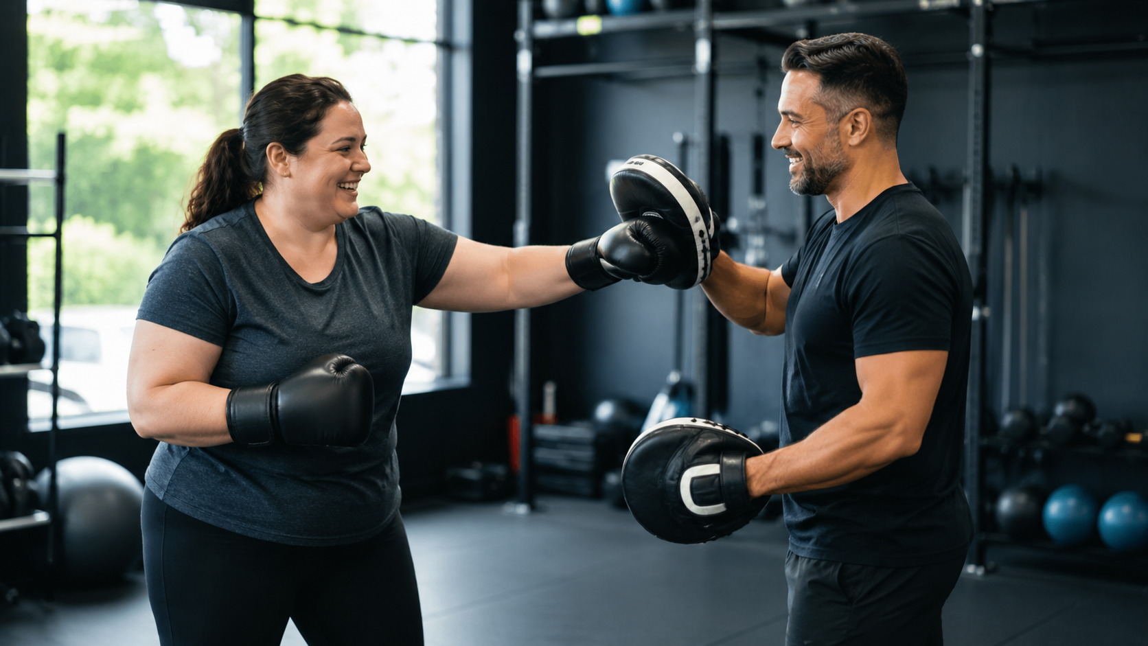 Adult member training with an Elevate Boxing Club coach in Milford